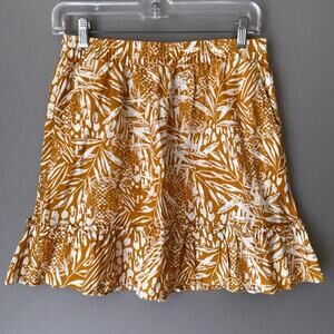Christian Siriano sz S gold 100% linen boho mini skirt
